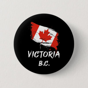 Victoria Bc Canada Splatter Flag Trip Vacation 6 Cm Round Badge