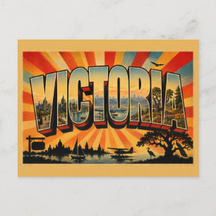 Victoria BC Harbour Mountains Garry Oak Art Postcard