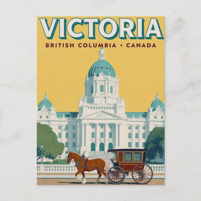 Victoria BC Parliament Retro Postcard (Front)