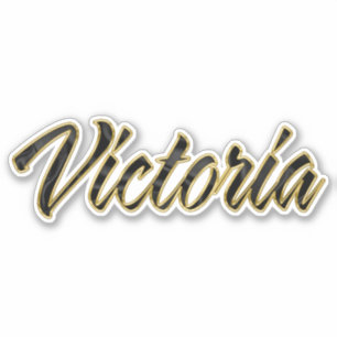 Victoria black gold lettering sticker