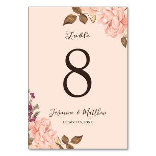 Victoria Blush Floral Wedding Table Number