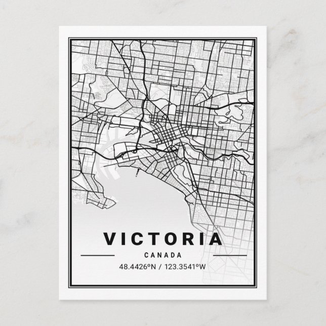 Victoria British Columbia Canada Travel City Map Postcard (Front)