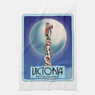Victoria British Columbia Totem Pole. Tea Towel
