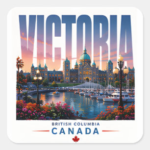 Victoria Canada Harbour Garden Travel Square Sticker