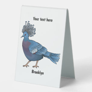 Victoria crowned pigeon bird cartoon illustration