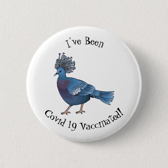 Victoria crowned pigeon bird cartoon illustration 6 cm round badge (Front)