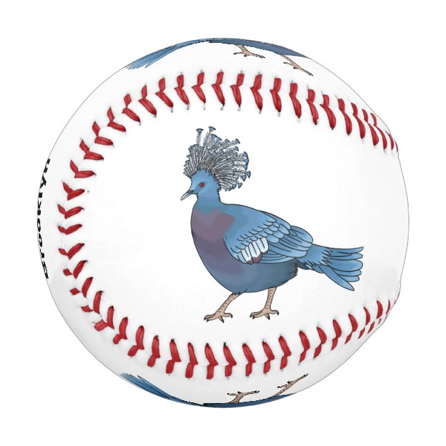 Victoria crowned pigeon bird cartoon illustration  baseball (Front Left)