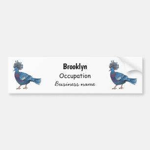 Victoria crowned pigeon bird cartoon illustration bumper sticker