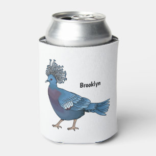 Victoria crowned pigeon bird cartoon illustration can cooler
