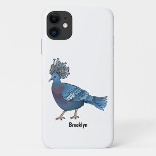 Victoria crowned pigeon bird cartoon illustration iPhone 11 case