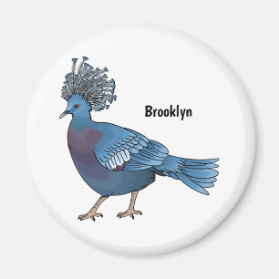 Victoria crowned pigeon bird cartoon illustration magnet