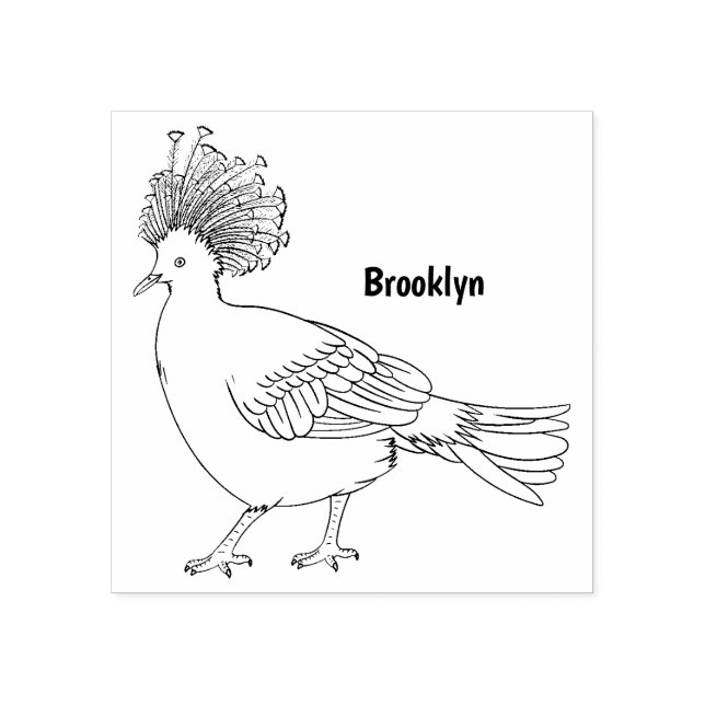 Victoria crowned pigeon bird cartoon illustration rubber stamp (Imprint)