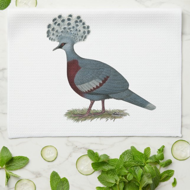 Victoria Crowned Pigeon Tea Towel (Folded)