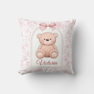 Victoria Custom Pink Teddy Bear Nursery Design Cushion