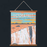 Victoria Falls National Park Travel Art Vintage Hanging Tapestry<br><div class="desc">Victoria Falls in a vector art style. It is located on the border between Zambia and Zimbabwe and is one of the world's largest waterfalls,  with a width of 1, 708 m.</div>