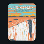Victoria Falls National Park Travel Art Vintage Magnet<br><div class="desc">Victoria Falls in a vector art style. It is located on the border between Zambia and Zimbabwe and is one of the world's largest waterfalls,  with a width of 1, 708 m.</div>