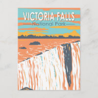 Victoria Falls National Park Travel Art Vintage