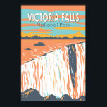 Victoria Falls National Park Travel Art Vintage Poster<br><div class="desc">Victoria Falls in a vector art style. It is located on the border between Zambia and Zimbabwe and is one of the world's largest waterfalls,  with a width of 1, 708 m.</div>