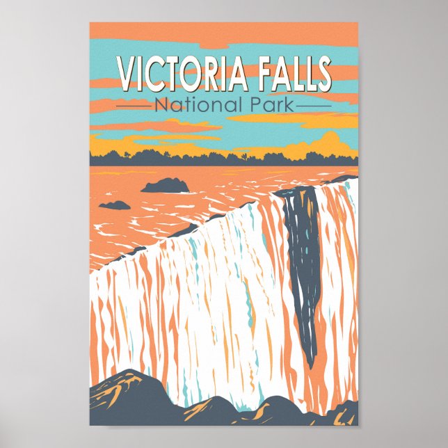 Victoria Falls National Park Travel Art Vintage Poster (Front)