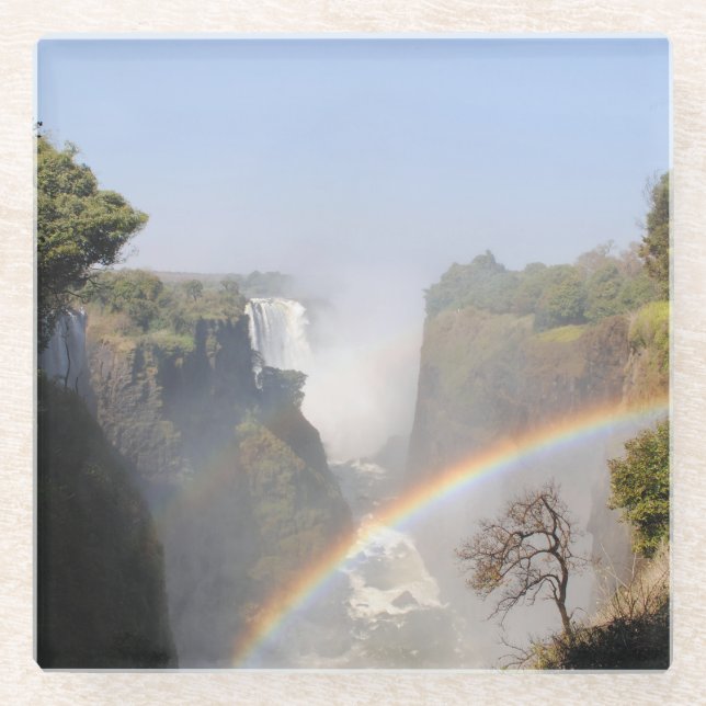 Victoria Falls Rainbow Glass Coaster (Front)