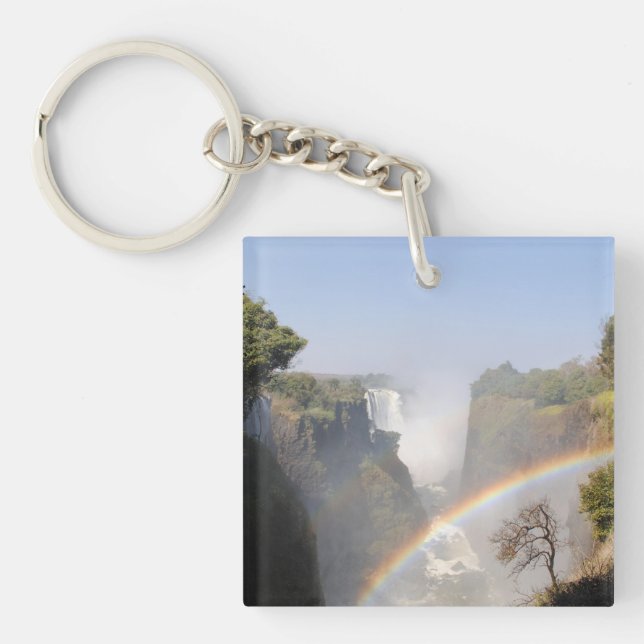 Victoria Falls Rainbow Waterfall Photo Key Ring (Front)