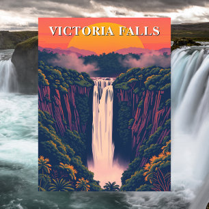 Victoria Falls Waterfall Travel Postcard