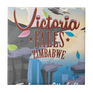 Victoria Falls Zimbabwe cartoon poster Tile