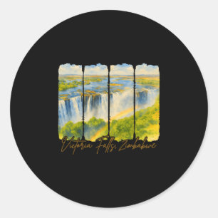 Victoria Falls Zimbwe Travel Brushstroke Victoria Classic Round Sticker