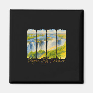 Victoria Falls Zimbwe Travel Brushstroke Victoria Magnet