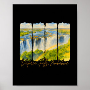 Victoria Falls Zimbwe Travel Brushstroke Victoria Poster