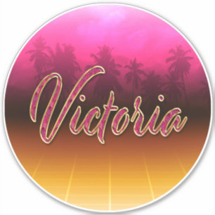 Victoria First Name Pink Sticker