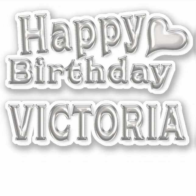 Victoria Happy Birthday silver sticker sticker (Front)