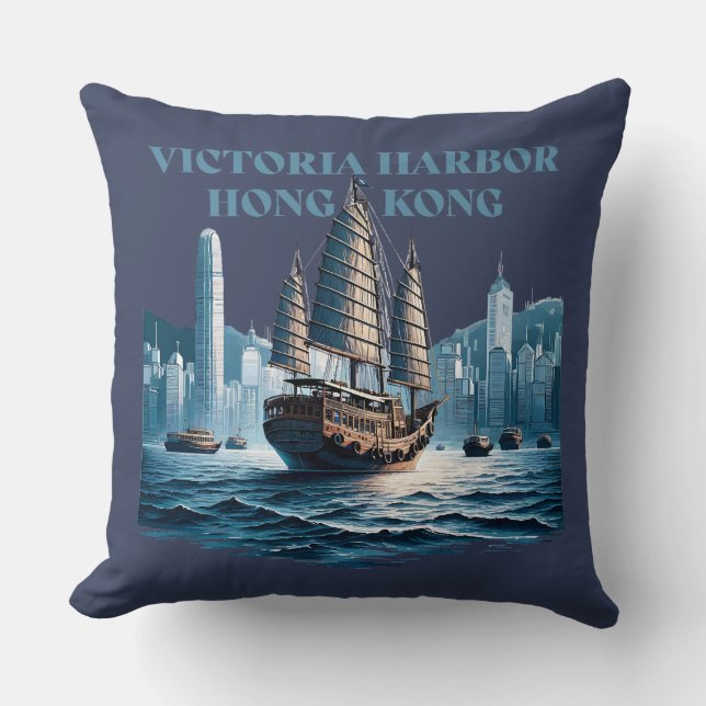 Victoria Harbor Hong Kong China Cushion (Front)