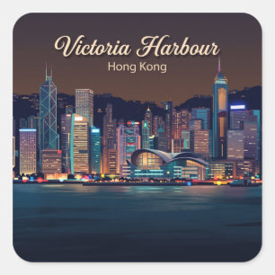 Victoria Harbour Hong Kong Square Sticker