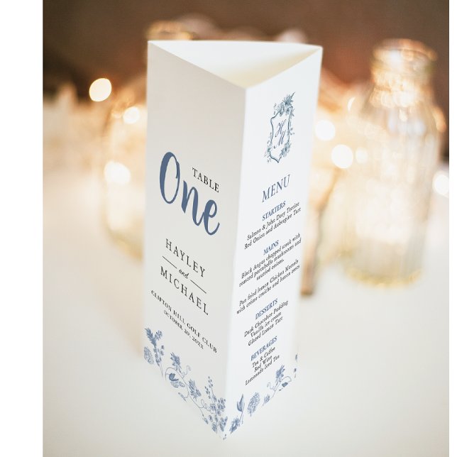 VICTORIA Regency Blue French Garden Tri Fold Menu Poster (Creator Uploaded)