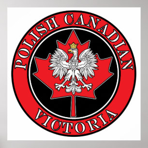 Victoria Round Polish Canadian Leaf Poster