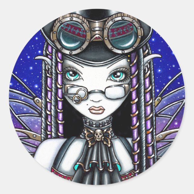 "Victoria" Steam Punk Faerie Art Stickers (Front)