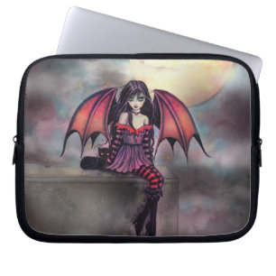 Victoria Vampire Fairy with Cat Halloween Art Laptop Sleeve