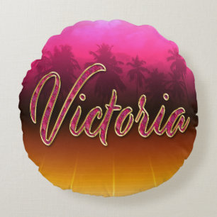 Victoria Vorname Name golden pink Kissen Round Cushion