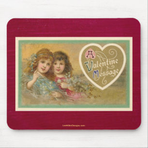 Victorian A Valentine Message 2 Girls Mouse Pad