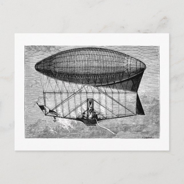 Victorian Airship Dirigible Blimp Postcard (Front)