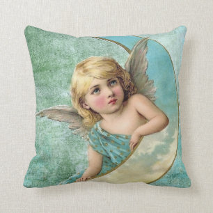 Victorian Angel and Moon Cushion