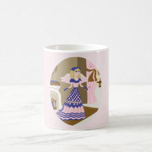 Victorian Angel Blue and Pink Singing by Fireplace Coffee Mug