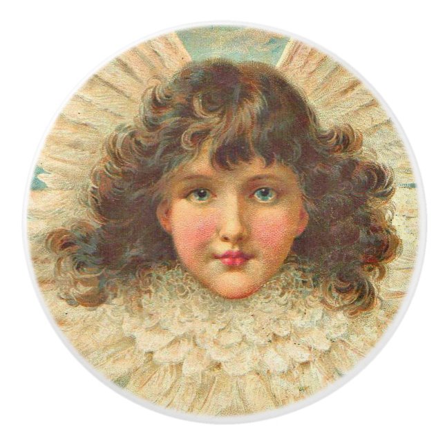 Victorian angel ceramic knob (Front)