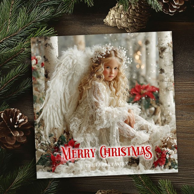 Victorian angelic angel red white gold seasonal  holiday card (Victorian angelic angel red white gold seasonal card)