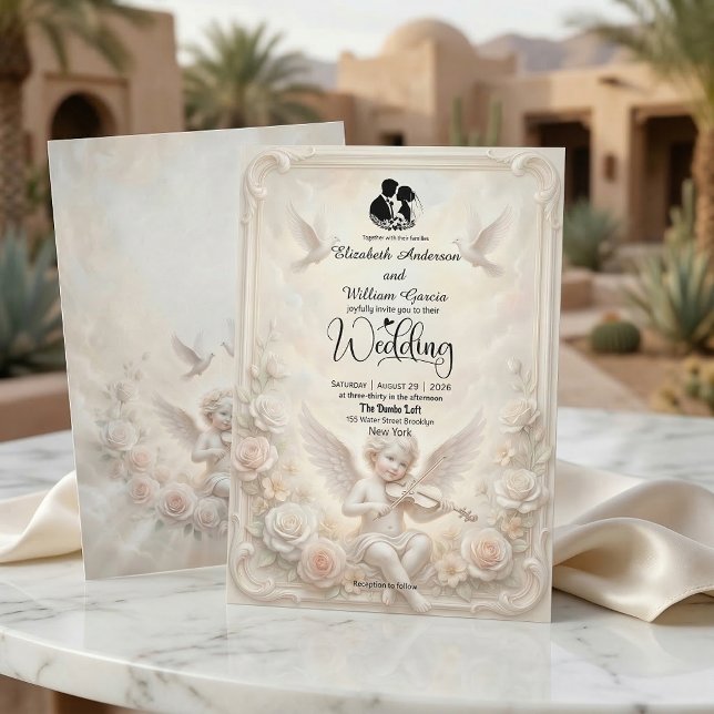Victorian Angelic Cherub & Ethereal Doves Wedding Invitation (Creator Uploaded)