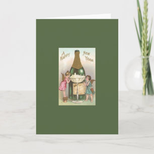 Victorian Angels and Champagne New Year Card