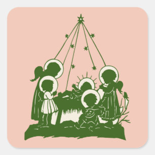 Victorian angels and Jesus silhouettes Square Sticker
