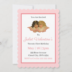Victorian Angels Blush Pink Invitation