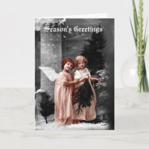 Victorian Angels Christmas Card, circa 1900 Holiday Card